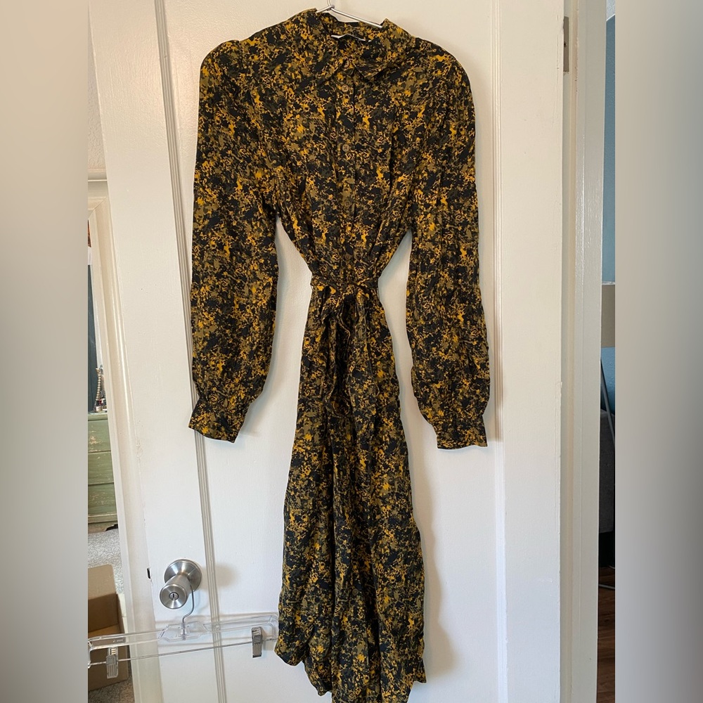 Abstract print long sleeve dress